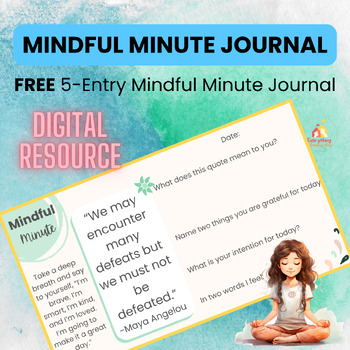 Preview of FREE ~ Digital Mindful Minute Journal for Secondary Students