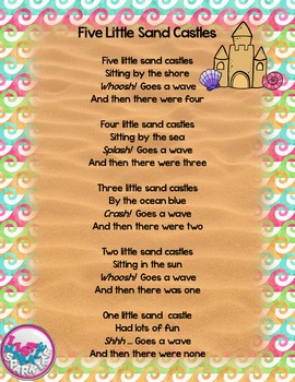 free five little sand castles summer poem finger play for preschool