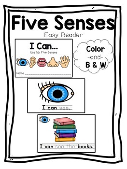 Preview of FREE Five Senses Easy Reader