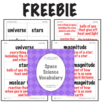 Preview of FREE: Flash Cards: Space Science Vocabulary
