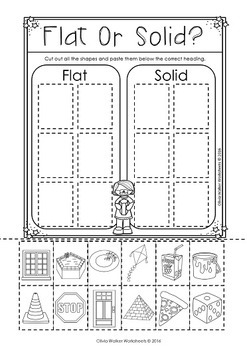 flat or solid shapes 2d or 3d shape sort geometry worksheets