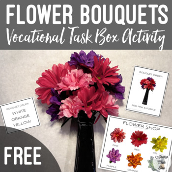 Preview of FREE Flower Bouquet Work Task Box Activity