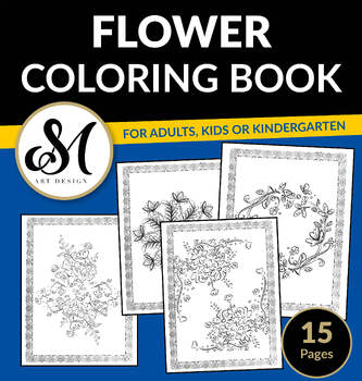 Preview of FREE Flower coloring book for Adults, kids or Kindergarten students
