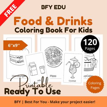 Preview of FREE*Food & Drinks*Coloring Pages For Kids 6x9'' 10 pages