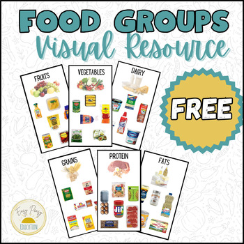 Preview of FREE Food Groups Visual Key Cards with Real Pictures