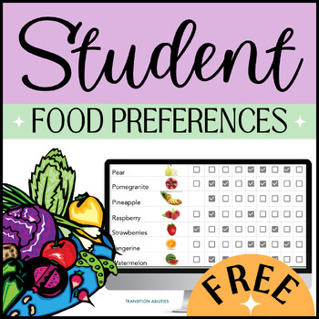 Preview of FREE Food Preferences Checklist | Special Ed Cooking Planning Resource