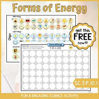 Preview of FREE Forms of Energy Connect 4 in a Row Science Game