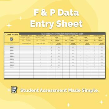 Preview of FREE┃Fountas & Pinnel Grade Entry Spreadsheet - SUPERRUBRIC