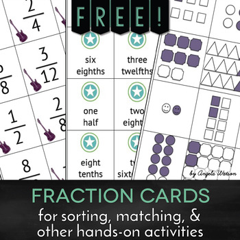 Preview of FREE Fraction Cards for sorting, matching, & other hands-on activities