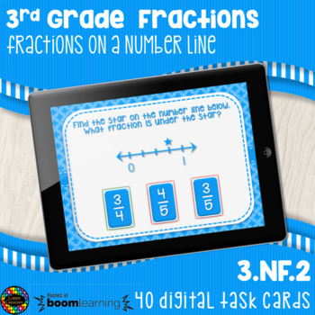 Preview of FREE Fraction Number Lines 3NF2 Distance Learning Boom Cards
