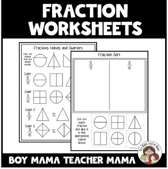 Preview of Fraction Worksheets (1/2 and 1/4)