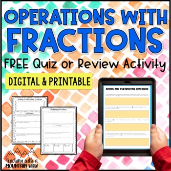 Preview of FREE Fractions Operations Review