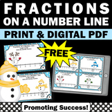 FREE Fractions on a Number Line Task Cards Winter Math Cen