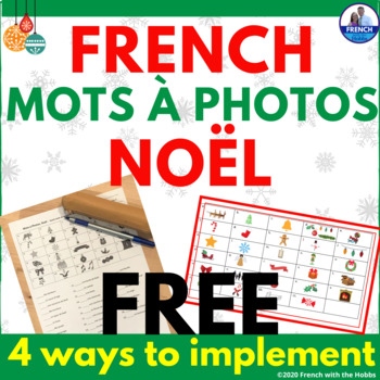 Preview of FREE French Christmas Printable & Digital Vocabulary Matching Activity Noël