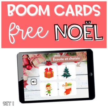 Preview of FREE French Christmas Vocabulary Activities BOOM CARDS audio NOEL