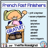 FREE French Fast Finishers Activities | J'ai fini activité