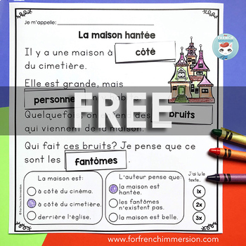 Preview of FREE French Halloween Reading Comprehension | Compréhension de lecture