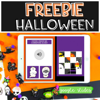 Preview of FREE French Halloween Vocabulary GOOGLE SLIDES with audio FREEBIE