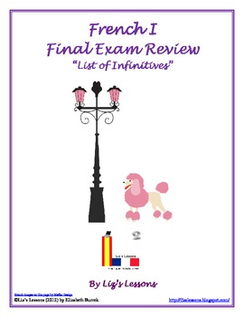 Preview of FREE French I Final Exam Review: List of Infinitives