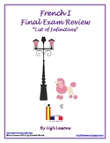 FREE French I Final Exam Review: List of Infinitives