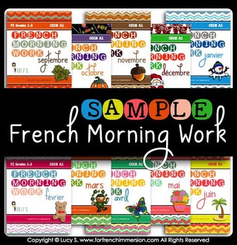 Preview of FREE French Language Morning Work Sample Worksheets