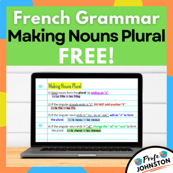 Preview of FREE • French Nouns • Plural Rules • Notes & Practice Activity • Google Slides