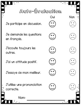 Preview of FREE French Oral Communication Self Evaluation