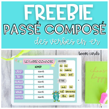 Preview of FREE French Past tense | PASSÉ COMPOSÉ Verbes en er | BOOM CARDS gratuit