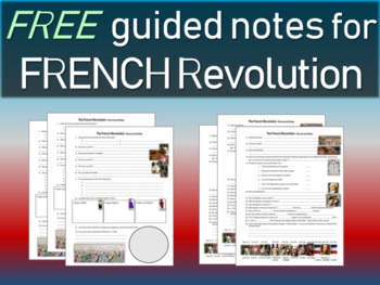 Preview of FREE! French Revolution Guided Notes/Structured Notes/Graphic Organizer