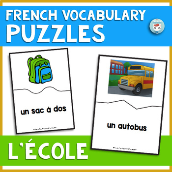 Preview of FREE French School Vocabulary Puzzles Printable & Easel