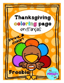 Preview of FREE French Thanksgiving Colouring page