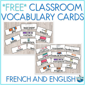 Preview of FREE French and English Classroom Vocabulary | French & English Classroom Labels