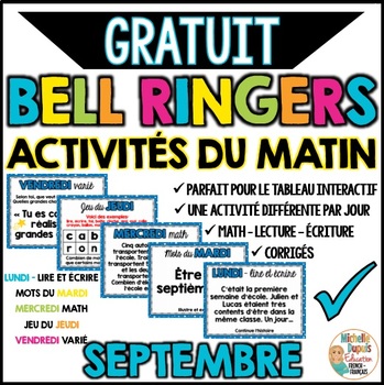 Preview of FREE French bell ringers - one week  -  Activités du matin - échantillon gratuit