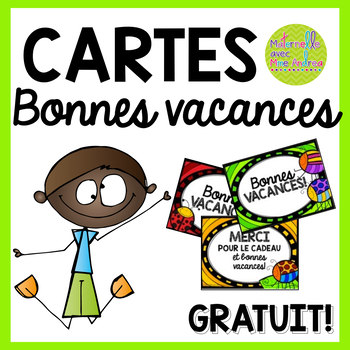 Preview of FREE French cards for the end of the year - Bonnes vacances!