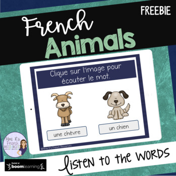 Preview of FREE French farm animals vocabulary BOOM CARDS LES ANIMAUX