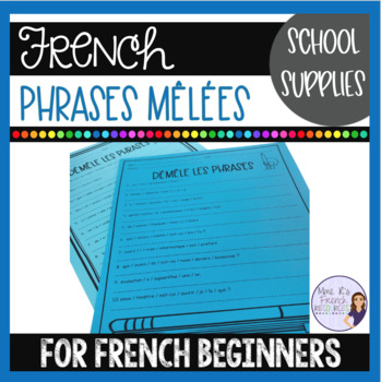 Preview of FREE French school supplies sentence scrambles PHRASES MÊLÉES
