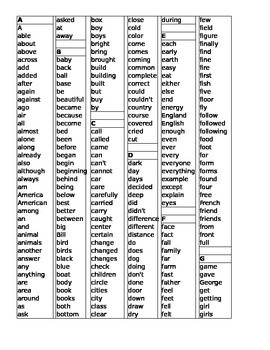 Preview of FREE!!!!!!  Frequently Used Words in The English Language Excel File