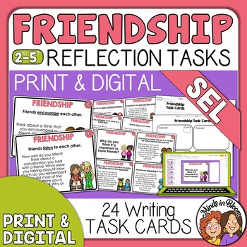 Preview of Friendship Task Cards Social Skills Prompts for Social Emotional Learning