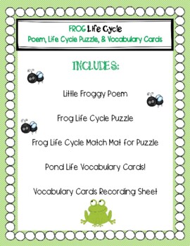 Preview of FREE Frog Life Cycle Poem, Puzzle, & Vocabulary Cards