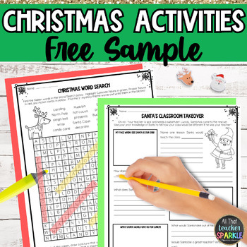 Preview of Fun Christmas Printables Free Sample for 3rd 4th 5th grade