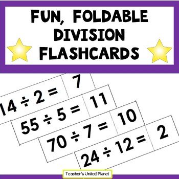 Preview of FREE!  Division Fact Fluency Flashcards - Tables 1-12 Self-Checking