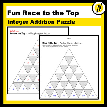 Preview of FREE Fun Race to the Top Adding Integers Puzzle - Great Digital Resource!