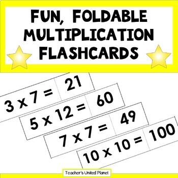 Preview of FREE! Foldable Multiplication Practice Flashcards - Tables 1-12 Self-Checking