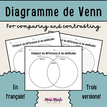 Preview of FREE! GRATUIT! Venn Diagram en français / Diagramme de Venn