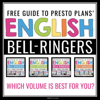 Preview of Free Guide to Presto Plans' English Bell-Ringer Volumes - ELA Warm Ups