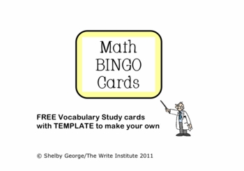 Preview of FREE Game Cards for Math BINGO includes TEMPLATE for 3 x 5 index cards