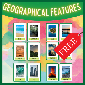 Preview of FREE Geographical features flashcards ESL/EFL English pdf and png