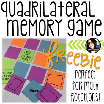 Preview of FREE Geometry Quadrilateral Memory Freebie Game Grades 4-5