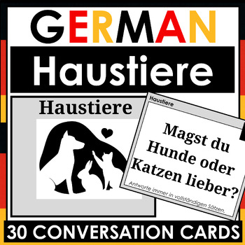 Preview of FREE - German - 30 Speaking / Conversation Cards - HAUSTIERE