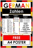 FREE German - Zahlen - Numbers A4 Poster - Word Wall